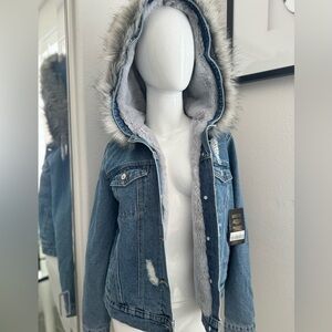 New Jean removable faux fur jacket